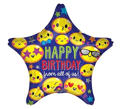 burton+BURTON Happy Birthday from All of Us Foil/Mylar Balloon | Star Aluminum Round 19x19x10 inches