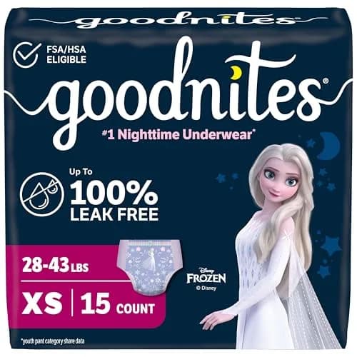 GoodNites Girls' Nighttime Bedwetting Underwear, Extra Small (28-43 lbs), 15 Ct | Clinically Proven for Better Sleep thumbnail 1
