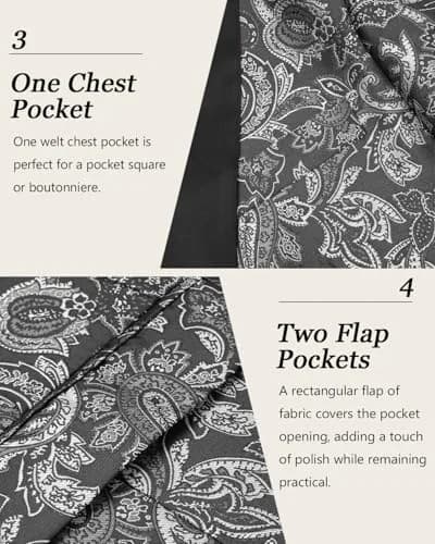 COOFANDY Men's Slim Fit Floral Blazer 1 - Grey | Elegant & Stylish for Weddings & Formal Events thumbnail 6
