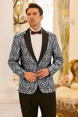 COOFANDY Men's Slim Fit Floral Blazer 1 - Grey | Elegant & Stylish for Weddings & Formal Events thumbnail 7