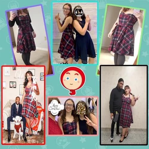 Topdress Vintage Polka Audrey Dress 1950s Halter Cocktail Dress Red Plaid XX-Large | Classic Retro Style for Women thumbnail 5