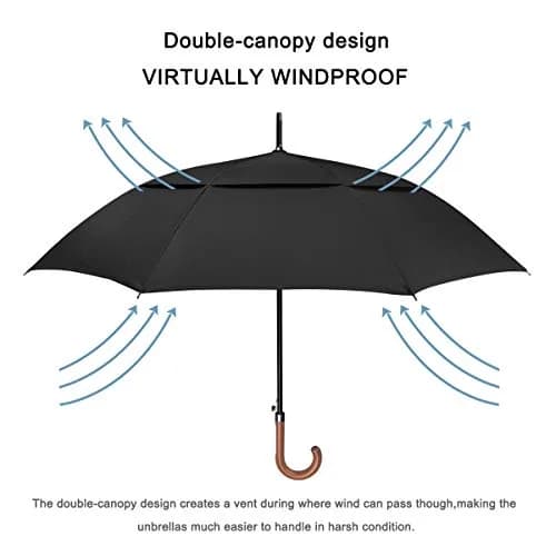 G4Free 52 Inch Golf Umbrella Windproof Large Stick Umbrella with Wooden Handle | Auto Open Fiberglass Ribs thumbnail 5