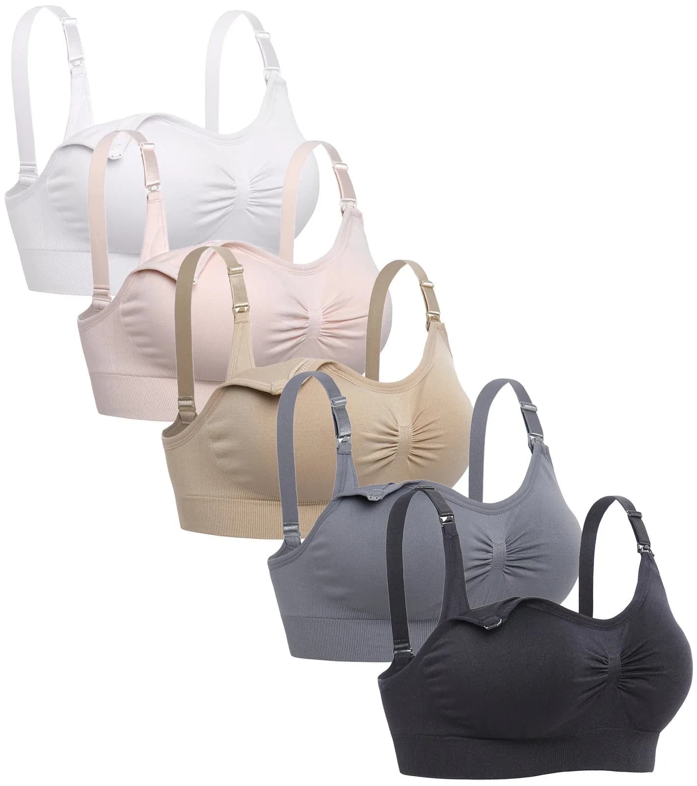 Lataly Womens Sleeping Nursing Bra Wirefree Breastfeeding Maternity Bralette Color Pack of 5 Size XL | Comfortable Support for Postpartum & Night Use — Large
