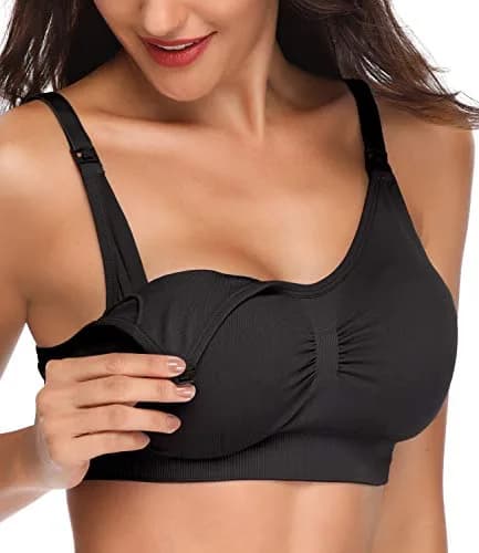 Lataly Seamless Nursing Bra 92% Nylon 8% Spandex | Wirefree, Full Coverage, Pack of 5, Size L thumbnail 2