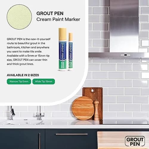 Rainbow Chalk Markers Grout Pen Cream Tile Grout Paint Marker Restorer 20ml (0.676 Fl Oz) | Waterproof Grout Line Refresher for Kitchen & Bathroom thumbnail 7