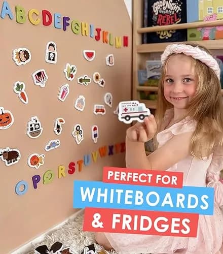 Curious Columbus Magnetic Objects and Letters, Foam Fridge Magnets for Kids | Bright ABC & Object Magnets thumbnail 5