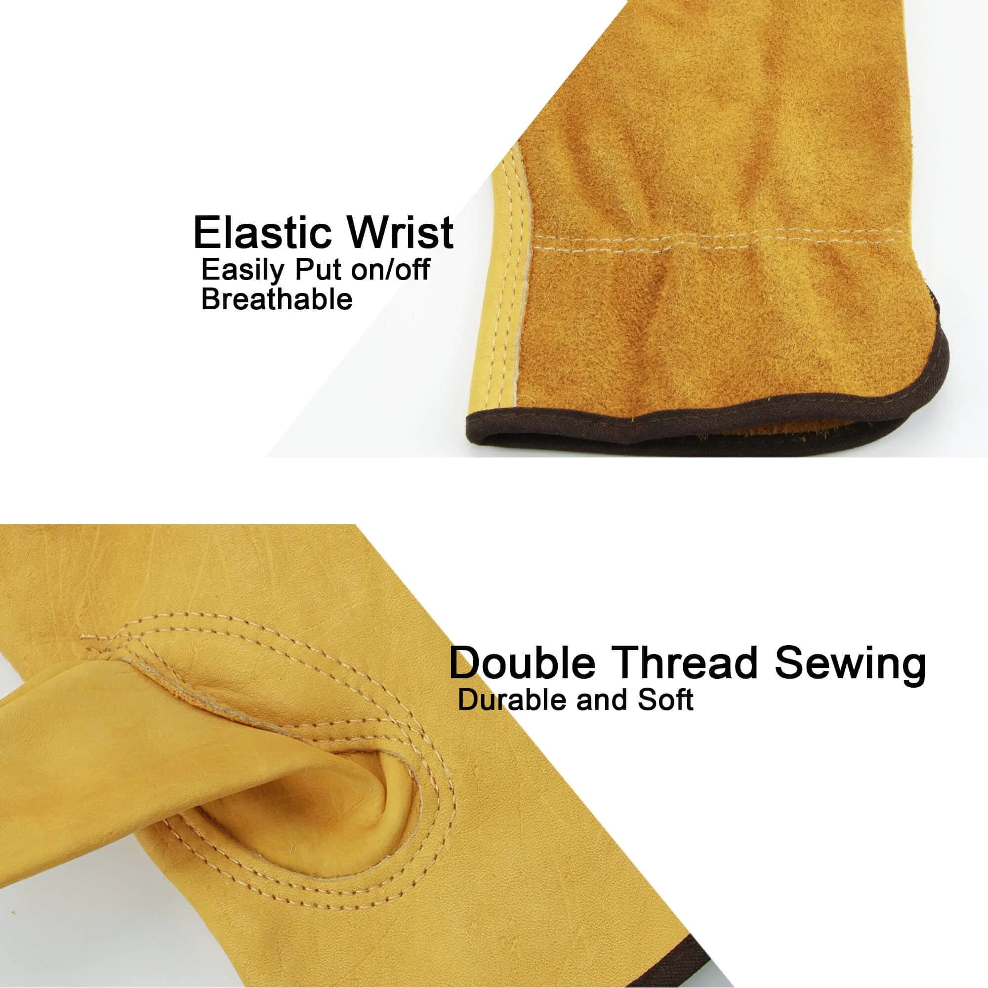 OZERO Leather Work Gloves XL | EN388 Certified Tough, Level 5 Dexterity, Breathable Cowhide - view 3