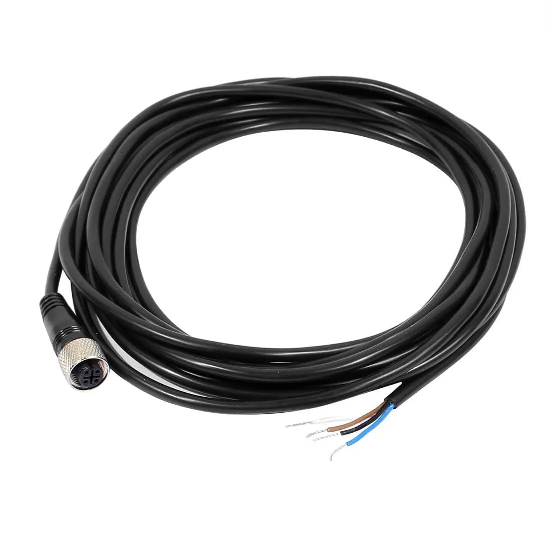 uxcell M12 4-Pin Straight Aviation Socket Electrical Cable Connector 5m (16.4ft) | Industrial Automation Connector - main product image