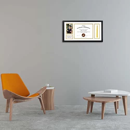 Golden State Art Diploma Frame with Tassel Holder and Photo, Black Wood | Modern Shadow Box for Certificates & Photos thumbnail 8