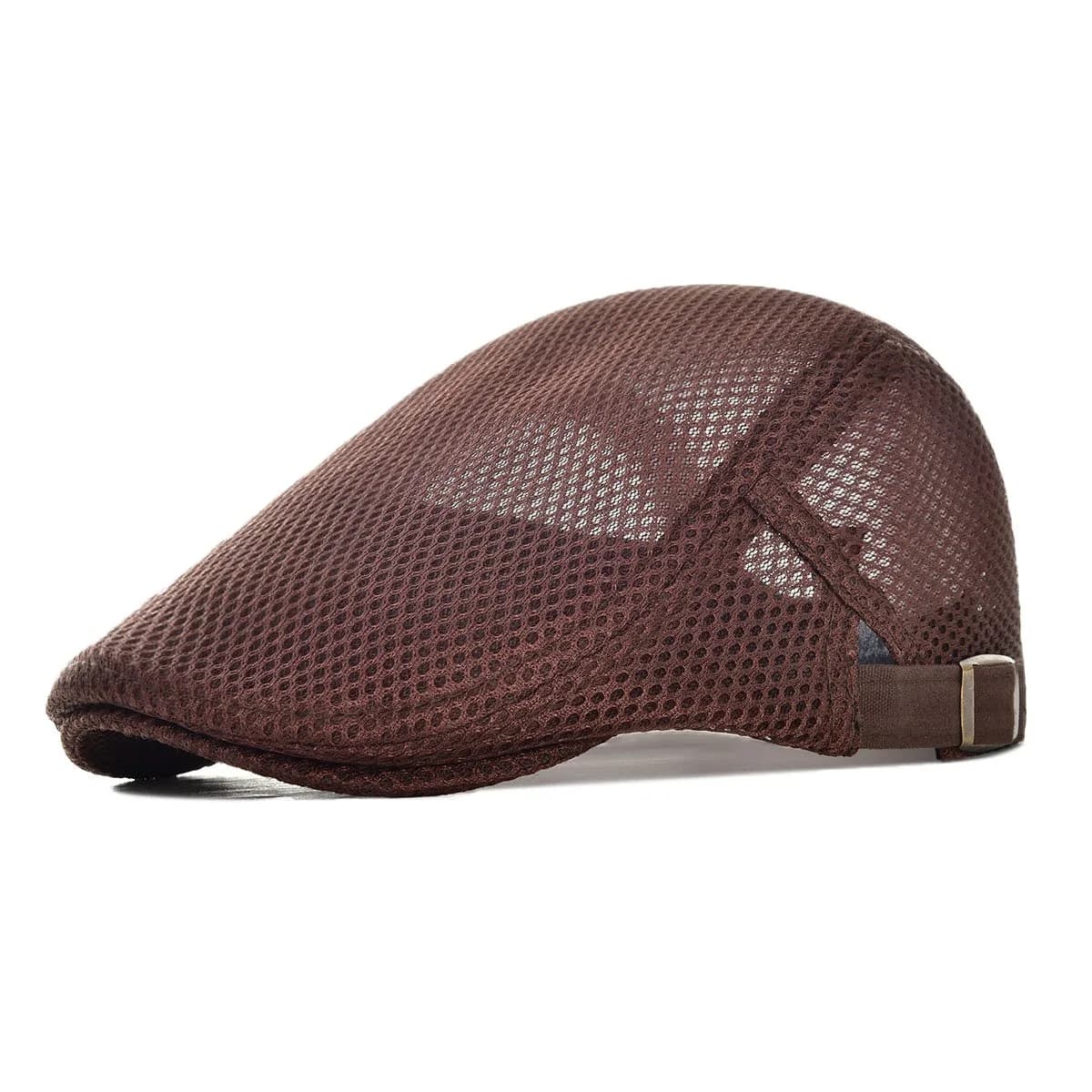 VOBOOM Men's Breathable Mesh Summer Hat Adjustable Newsboy Beret Ivy Cabbie Flat Cap Khaki