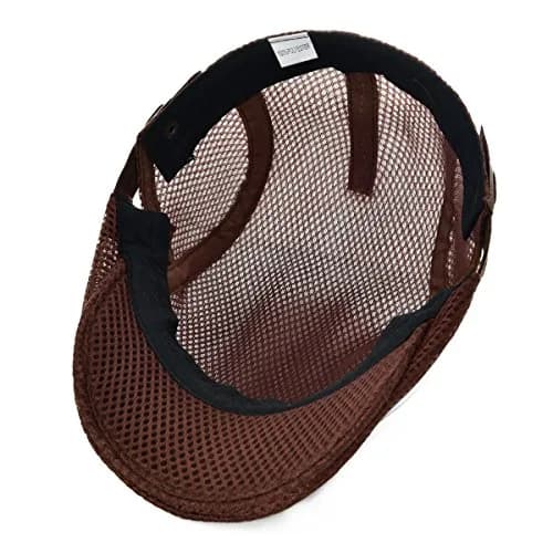 VOBOOM Men Breathable Mesh Summer Hat Adjustable Newsboy Beret (Coffee) | Classic Summer Style thumbnail 5