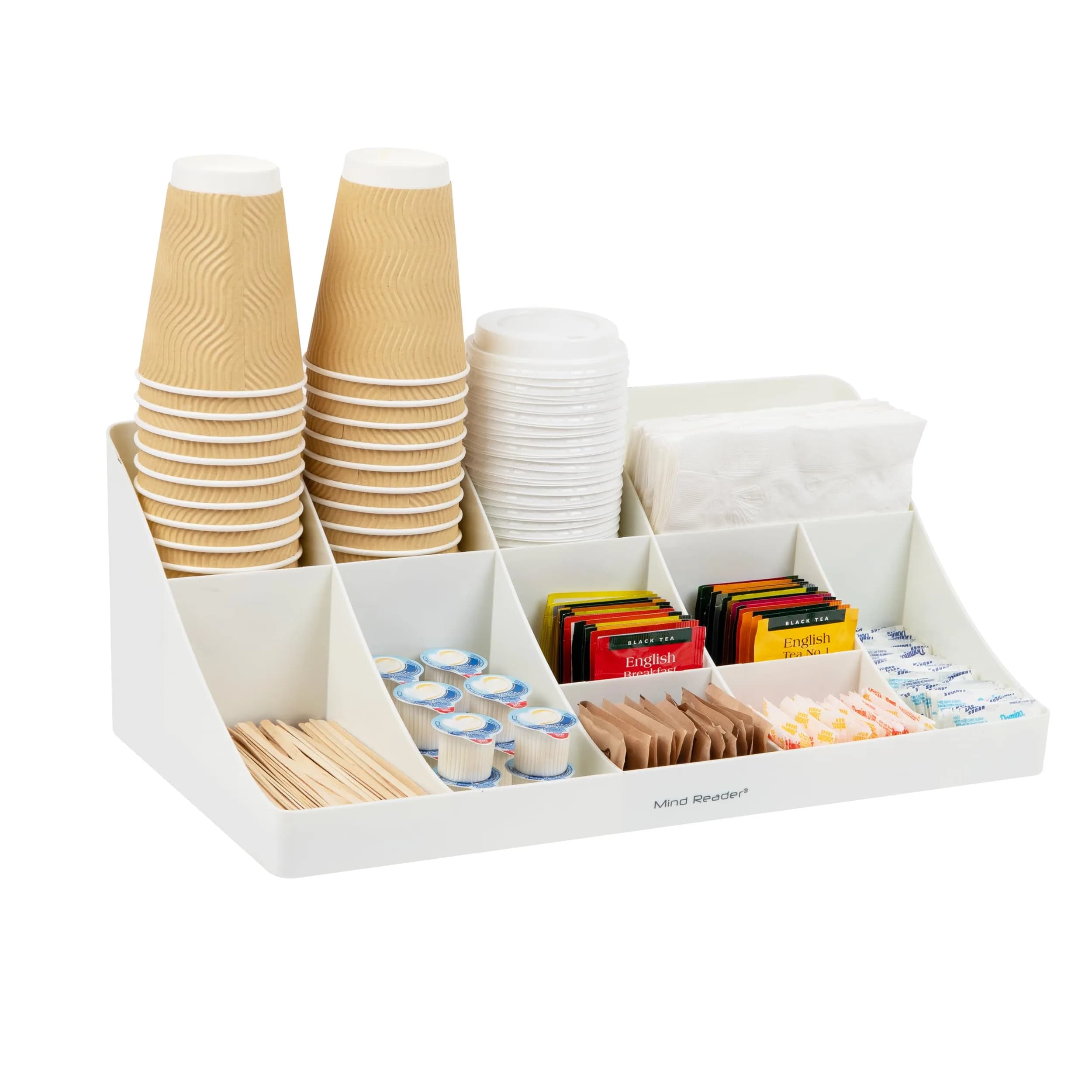 Mind Reader 11-Compartment Condiment Station Countertop Organizer | 45.4cm (17.875") White - main product image