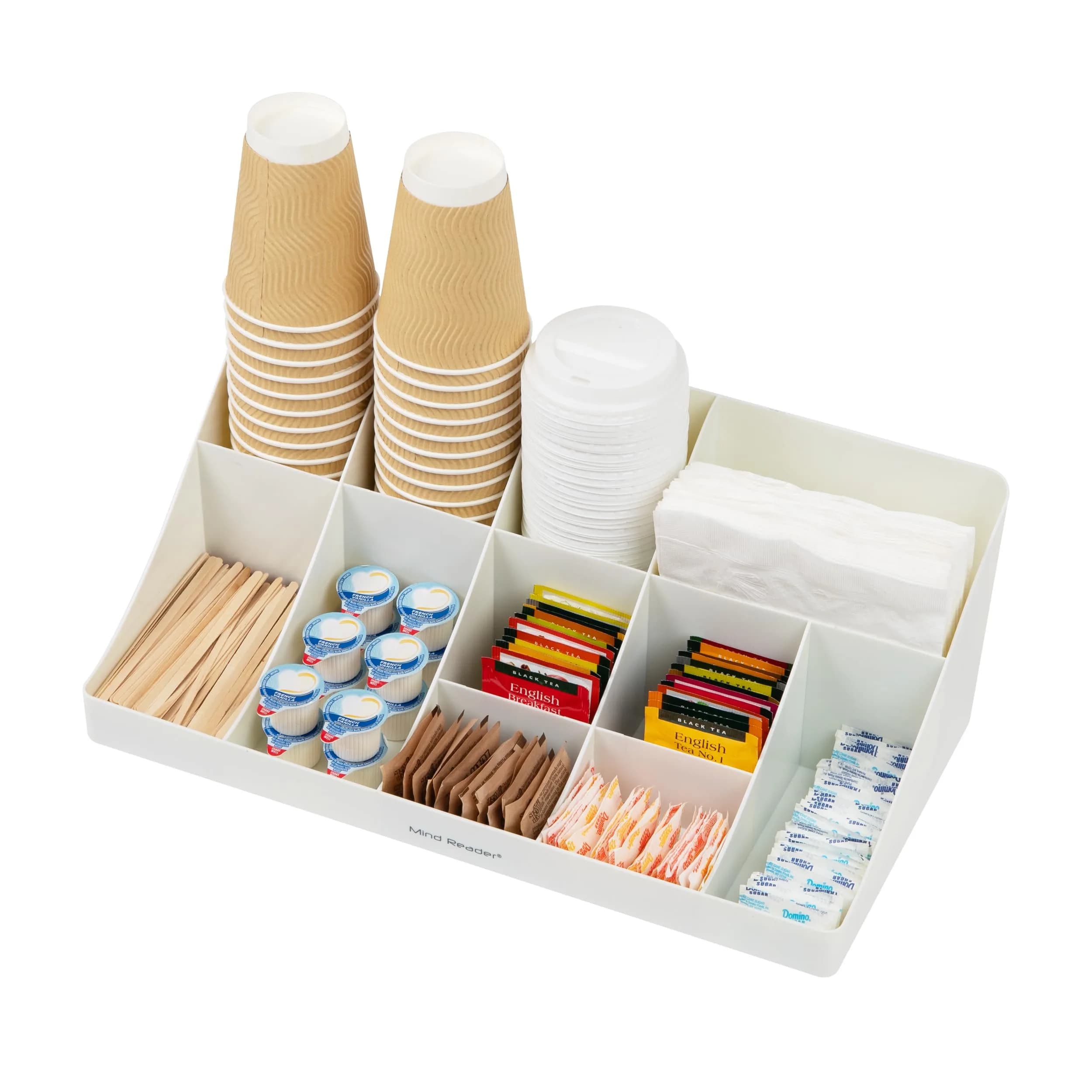 Mind Reader 11-Compartment Condiment Station Countertop Organizer | 45.4cm (17.875") White - view 5