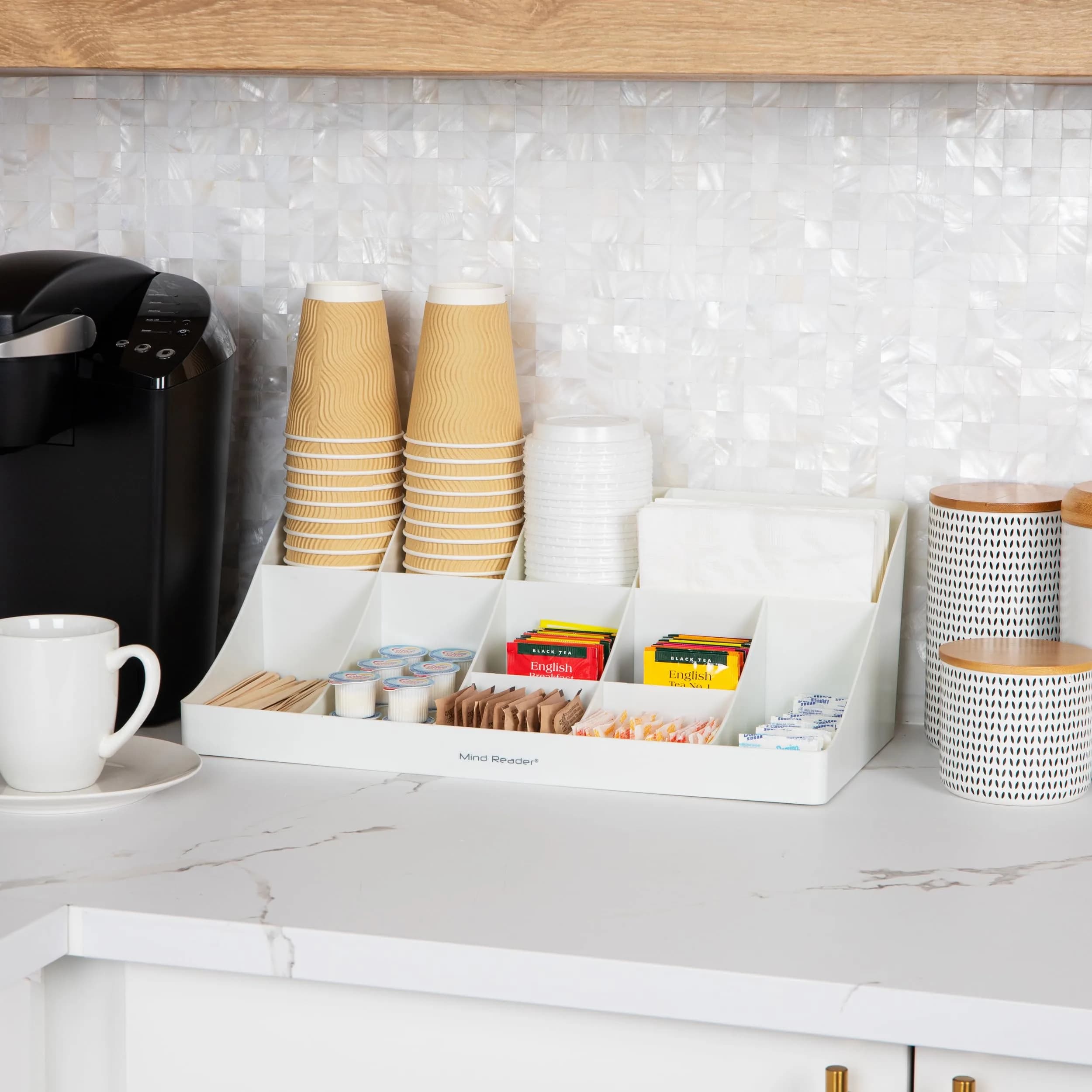 Mind Reader 11-Compartment Condiment Station Countertop Organizer | 45.4cm (17.875") White - view 2