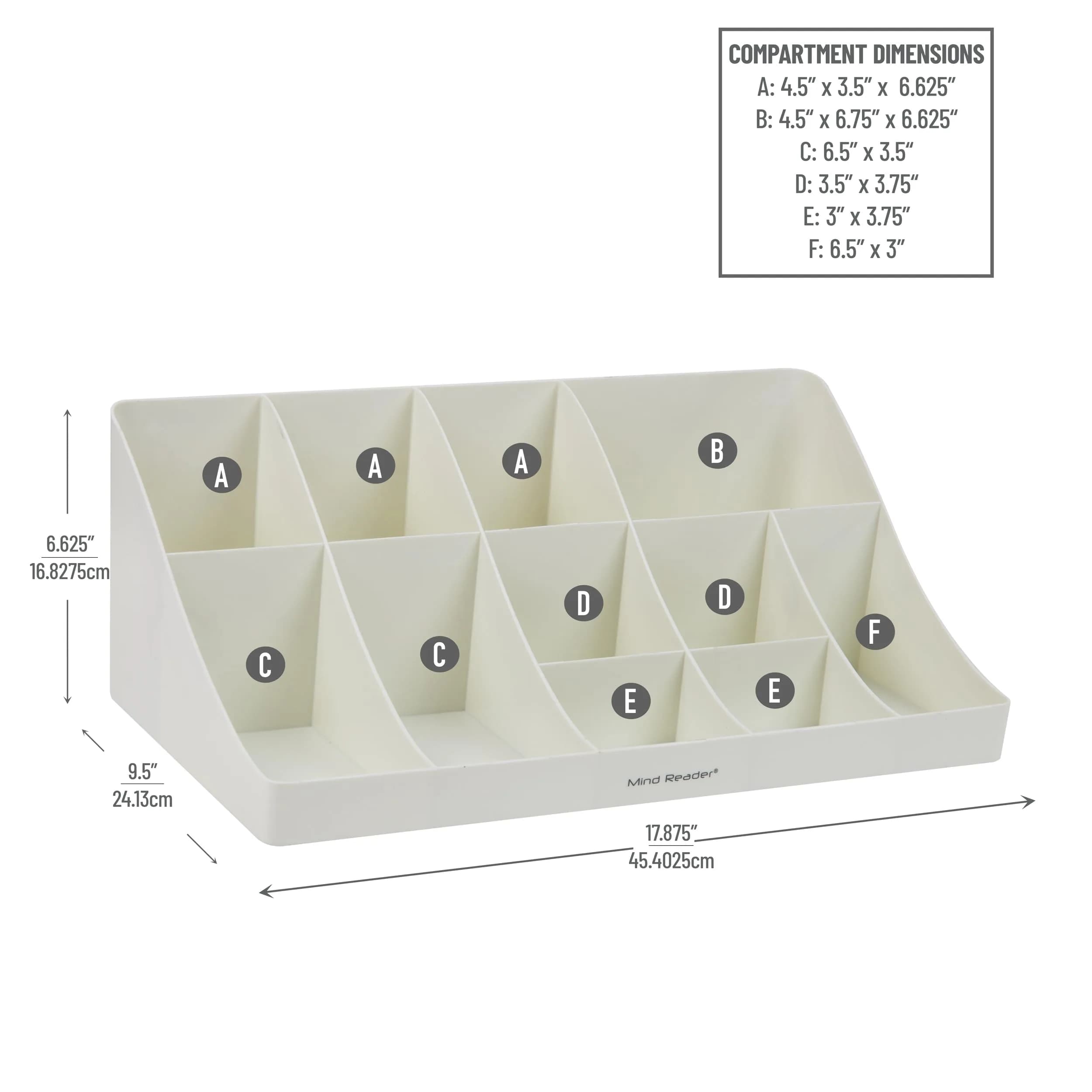 Mind Reader 11-Compartment Condiment Station Countertop Organizer | 45.4cm (17.875") White - view 3