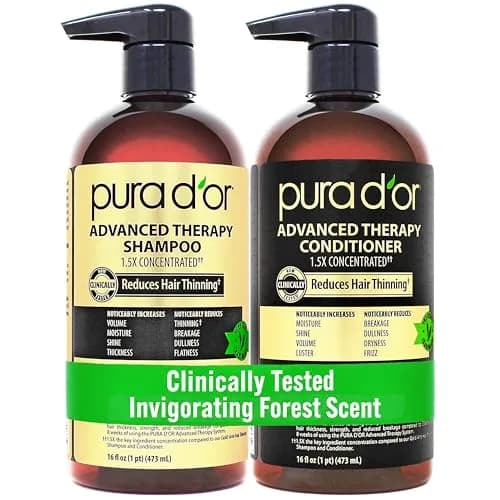 PURA D'OR Advanced Therapy Biotin Shampoo & Hair Regrowth Conditioner Set 946ml (32 Fl Oz) | Clinically Tested Thickening Results thumbnail 1