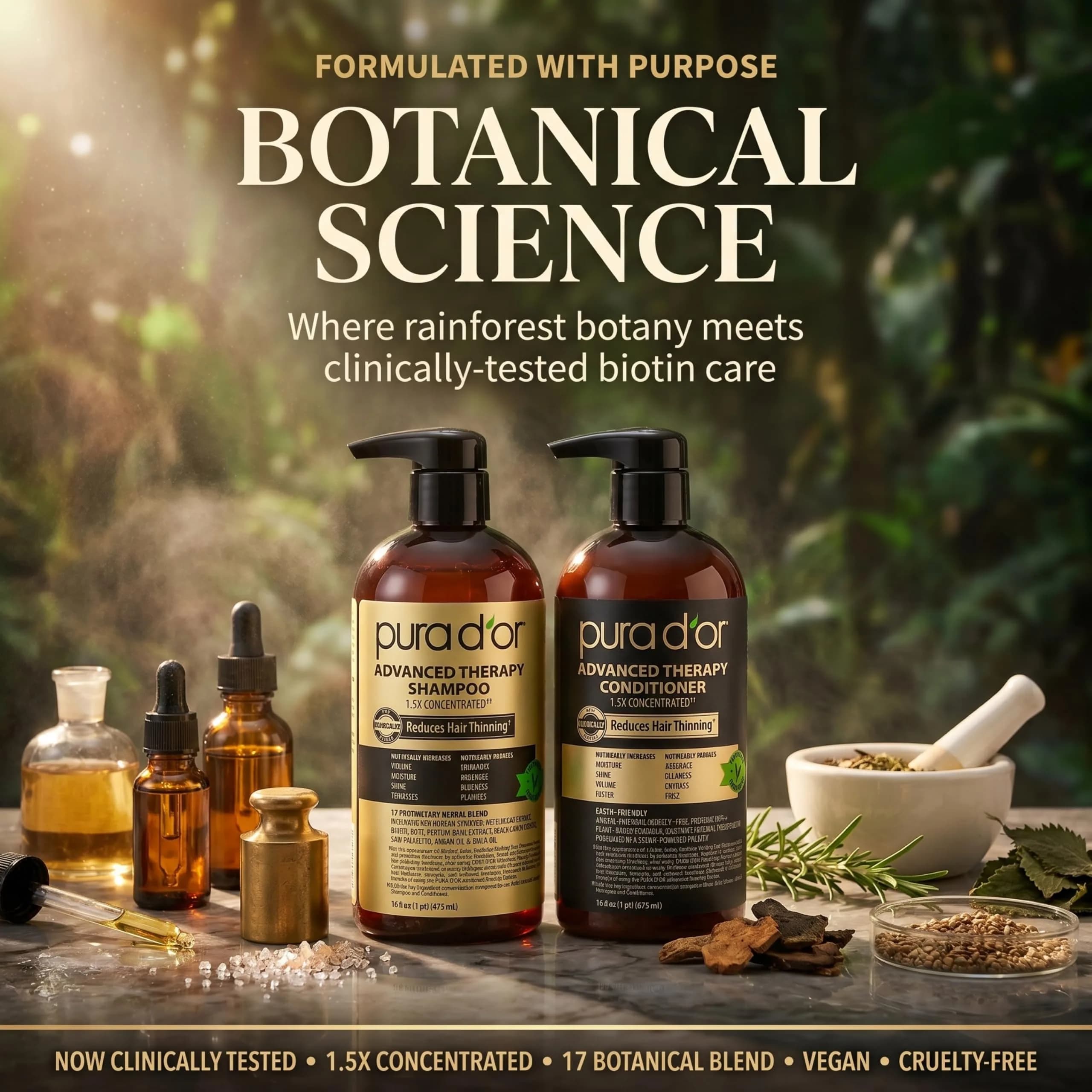 PURA D'OR Advanced Therapy Biotin Shampoo & Hair Regrowth Conditioner Set 946ml (32 Fl Oz) | Clinically Tested Thickening Results - view 8