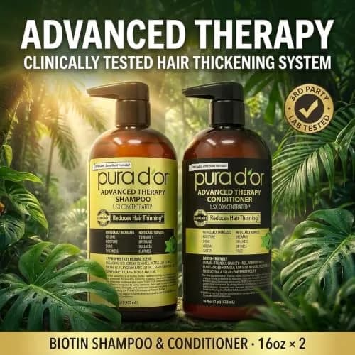 PURA D'OR Advanced Therapy Biotin Shampoo & Hair Regrowth Conditioner Set 946ml (32 Fl Oz) | Clinically Tested Thickening Results thumbnail 2