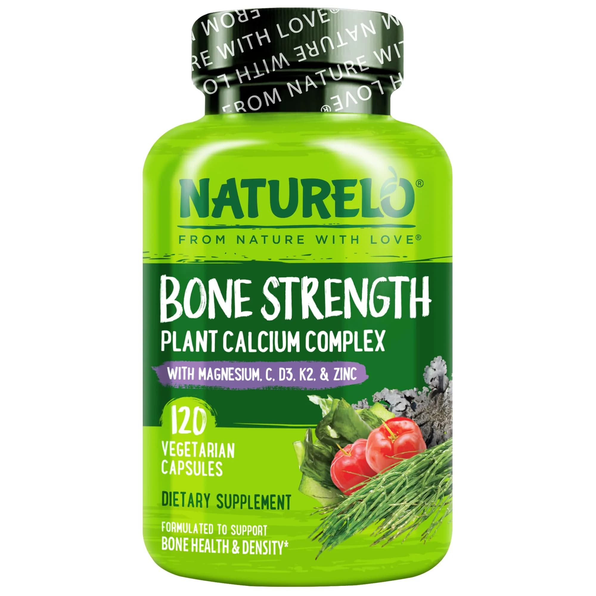 NATURELO 600mg Calcium Supplement for Bone Strength, VIT D3, 120 Capsules | Supports Bone & Joint Health — Unflavored
