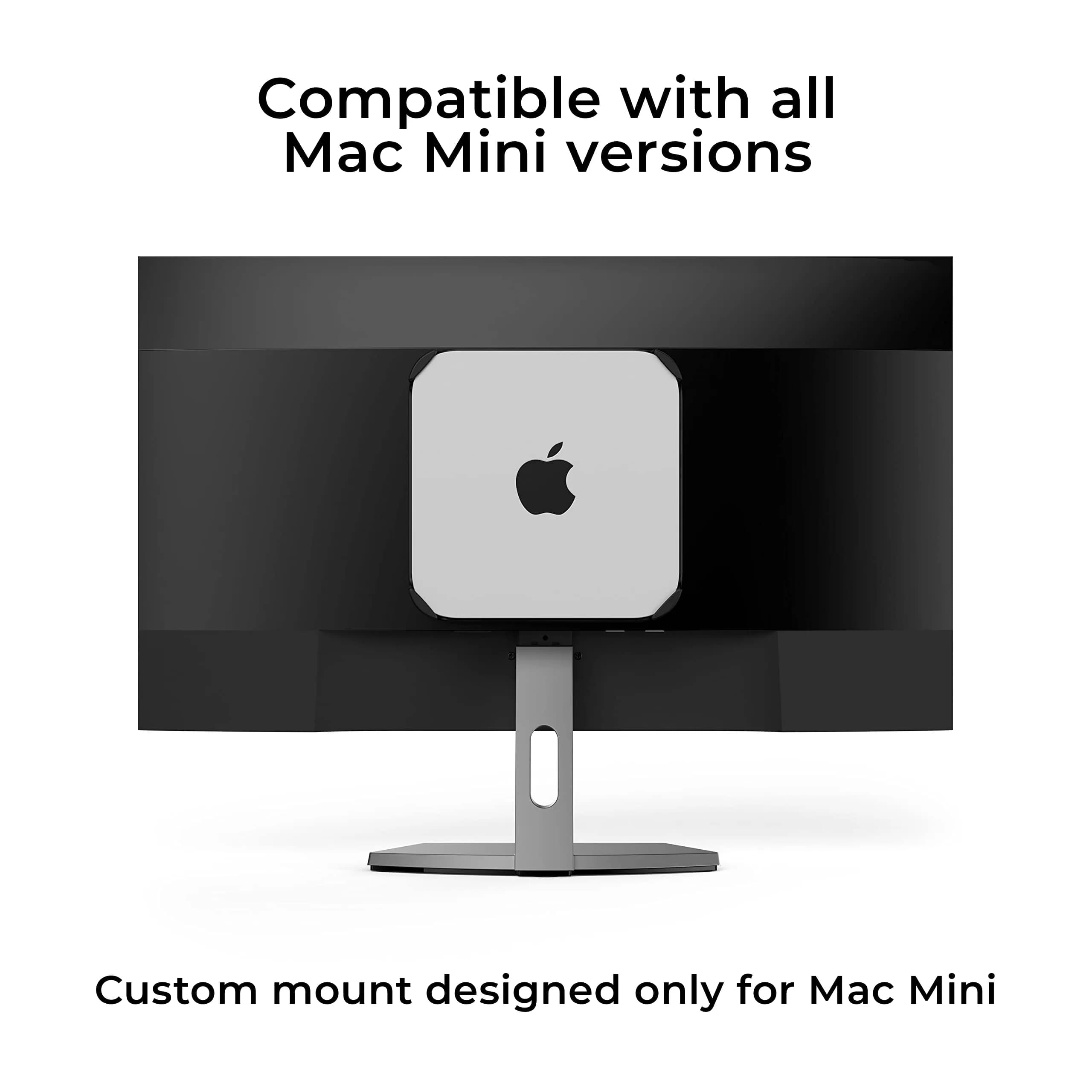 HumanCentric Mac mini Mount | VESA 75/100mm, Under Desk, Wall Mount, Black Plastic - view 3