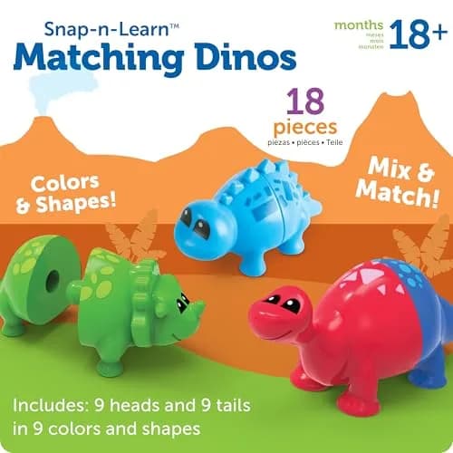 Learning Resources Snap-n-Learn Matching Dinos - Dinosaur Toys, 9-Piece Set | Educational Toddler Fine Motor Skills thumbnail 6