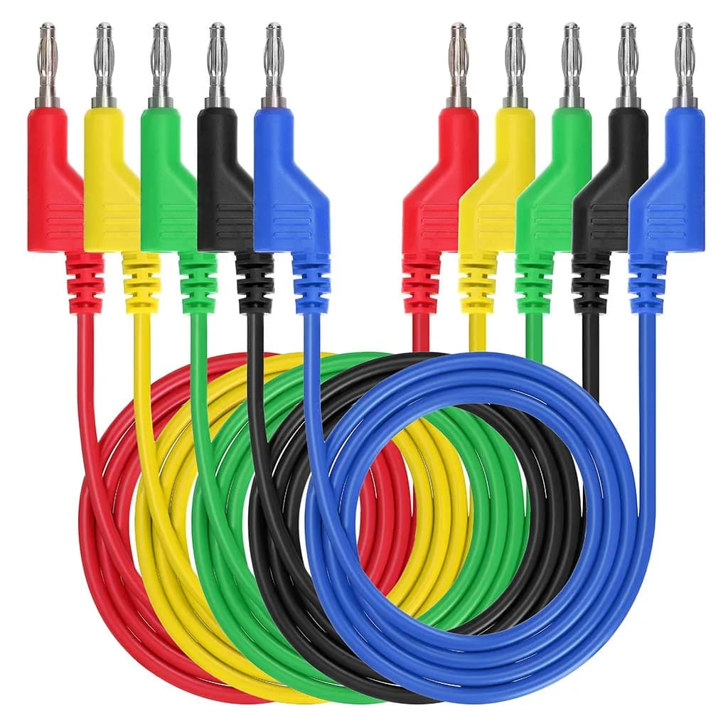 Sumnacon 5-Piece 4mm Banana Plug Test Leads Set | 1m Flexible Silicone, 1000V/15A