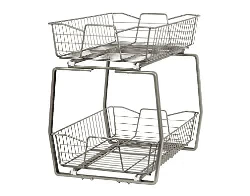 ClosetMaid 14 in. Pull Out Cabinet Organizer 2 Tier Nickel | Heavy Duty Slide Out Pantry Shelves thumbnail 1