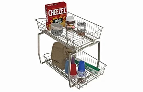 ClosetMaid 14 in. Pull Out Cabinet Organizer 2 Tier Nickel | Heavy Duty Slide Out Pantry Shelves thumbnail 5