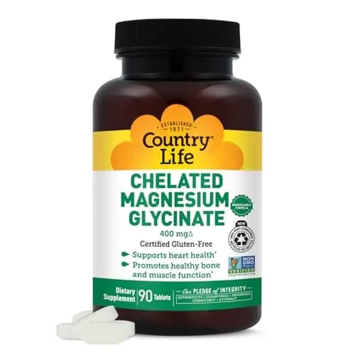 Country Life Chelated Magnesium Glycinate 400mg | Supports Muscle, Bone & Calm (120 chars) thumbnail 1