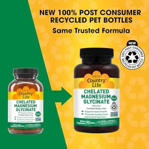 Country Life Chelated Magnesium Glycinate 400mg | Supports Muscle, Bone & Calm (120 chars) thumbnail 2