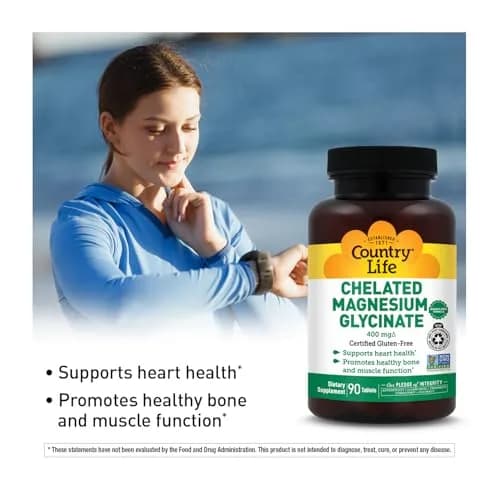 Country Life Chelated Magnesium Glycinate 400mg | Supports Muscle, Bone & Calm (120 chars) thumbnail 4