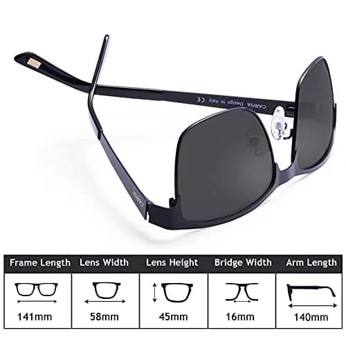 CARFIA Polarized Sunglasses for Men Spring Hinge Metal Frame CA5225 | Classic Square Design with UV400 Protection thumbnail 8