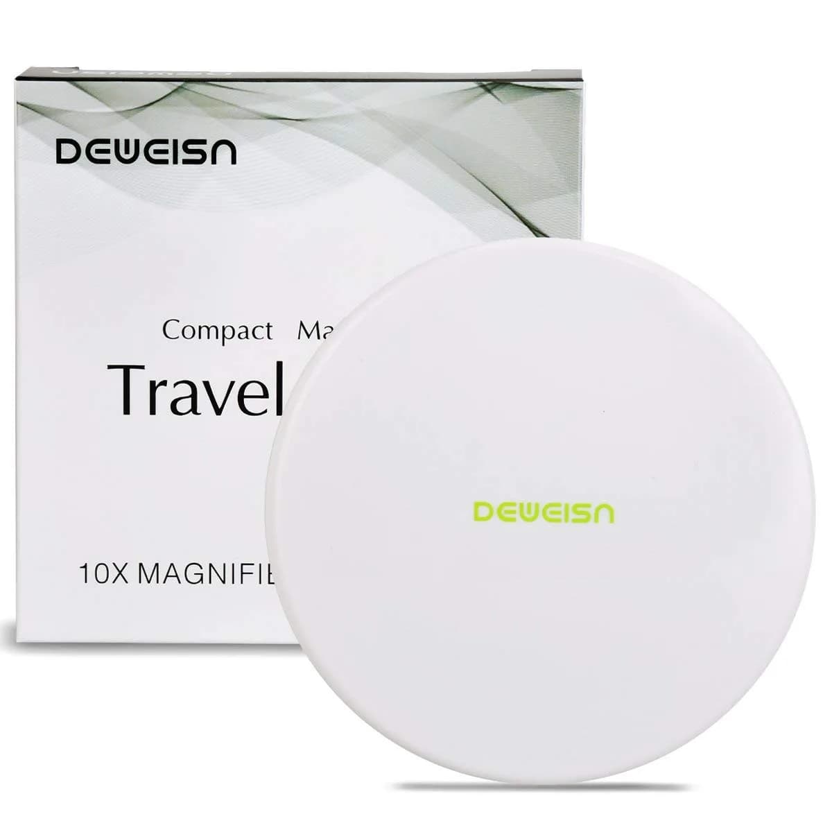 deweisn Magnifying Compact Cosmetic Mirror 4" | 10x Magnification & True View for Travel & Purse