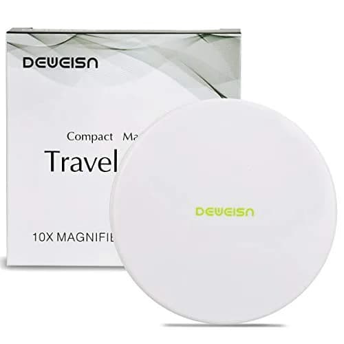 deweisn Magnifying Compact Cosmetic Mirror 4" | 10x Magnification & True View for Travel & Purse thumbnail 1
