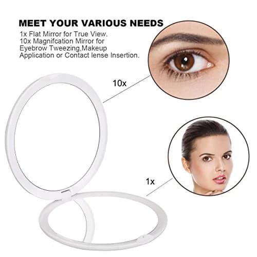 deweisn Magnifying Compact Cosmetic Mirror 4" | 10x Magnification & True View for Travel & Purse thumbnail 3