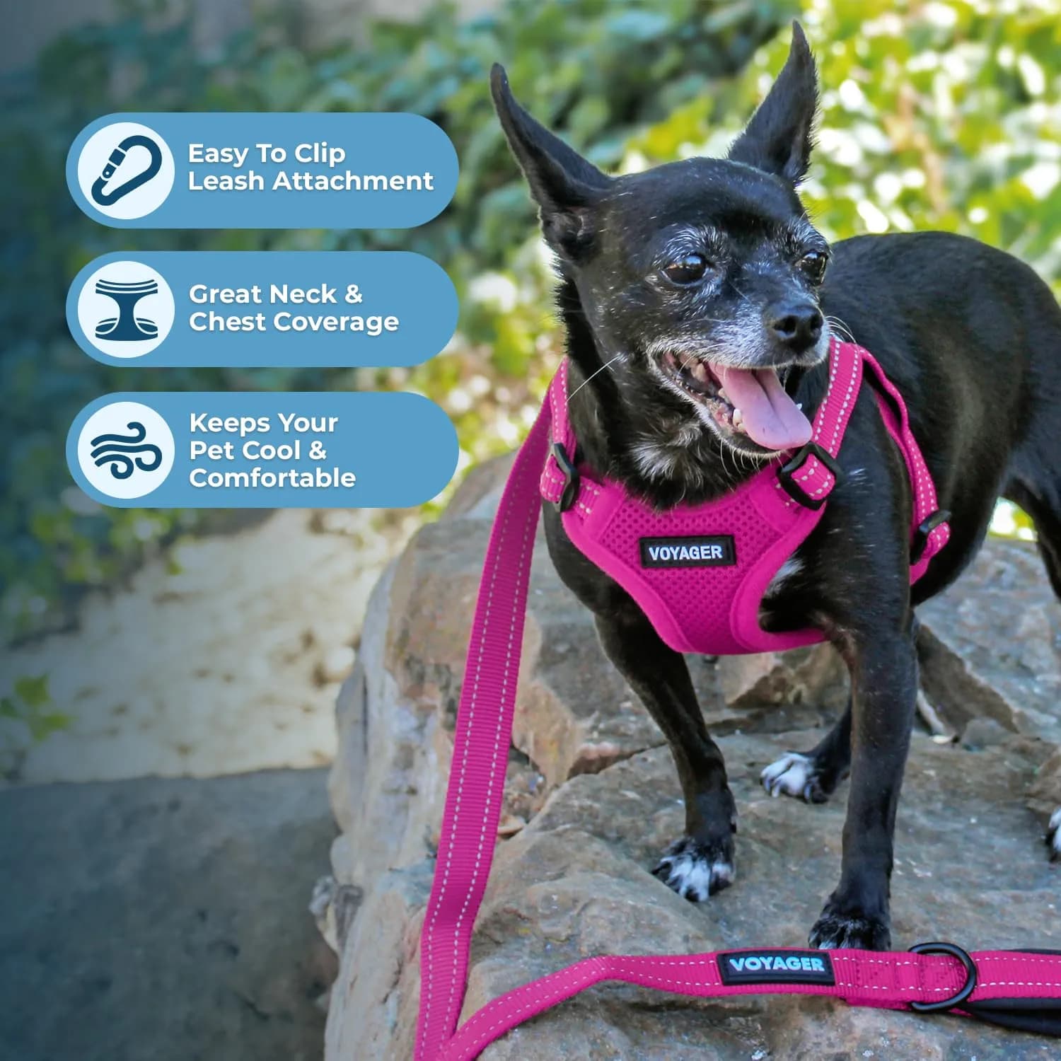 Voyager Step-in Flex Adjustable Dog Harness Fuchsia Medium | No-Pull, Breathable Air Mesh, Reflective Safety - view 5