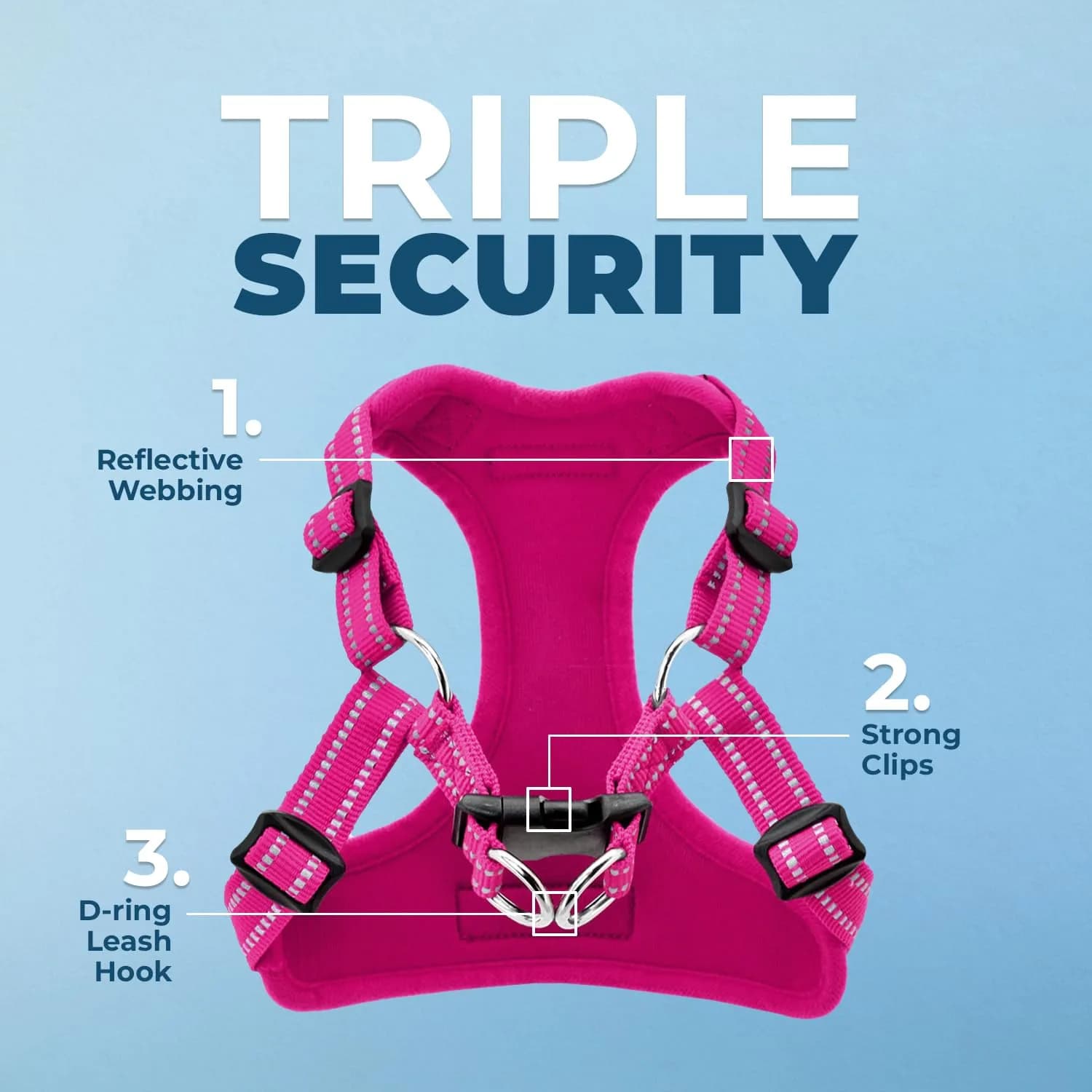 Voyager Step-in Flex Adjustable Dog Harness Fuchsia Medium | No-Pull, Breathable Air Mesh, Reflective Safety - view 2