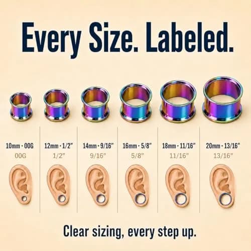 BodyJ4You 24PC Ear Gauge Stretching Kit - 00G-20mm Rainbow Stainless Steel Tapers & Tunnels thumbnail 6