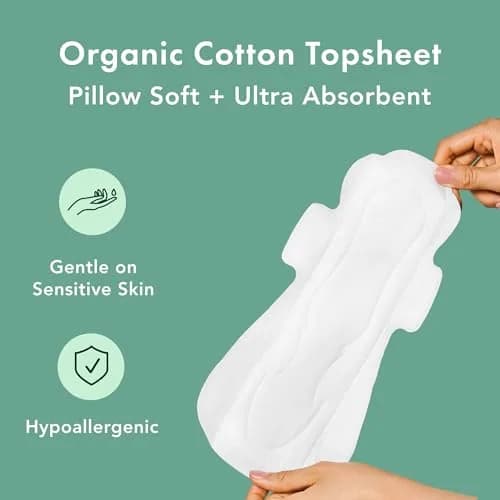 Rael Organic Cotton Cover Sanitary Pads for Women, Heavy Overnight 20 Ct | Made with 100% Organic Cotton thumbnail 4