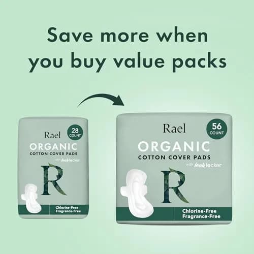 Rael Organic Cotton Cover Sanitary Pads for Women, Heavy Overnight 20 Ct | Made with 100% Organic Cotton thumbnail 5