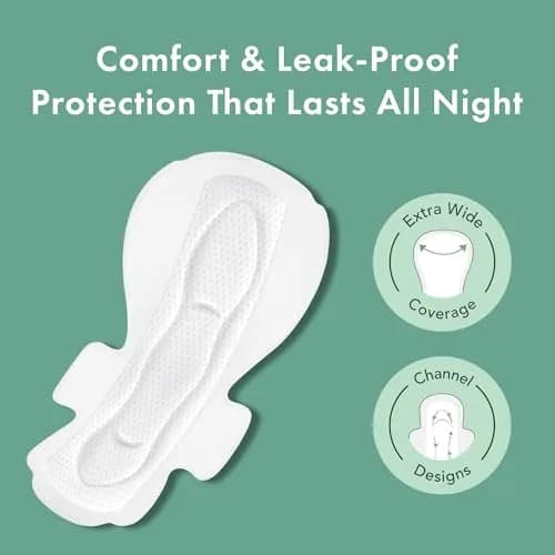 Rael Organic Cotton Cover Sanitary Pads for Women, Heavy Overnight 20 Ct | Made with 100% Organic Cotton thumbnail 2