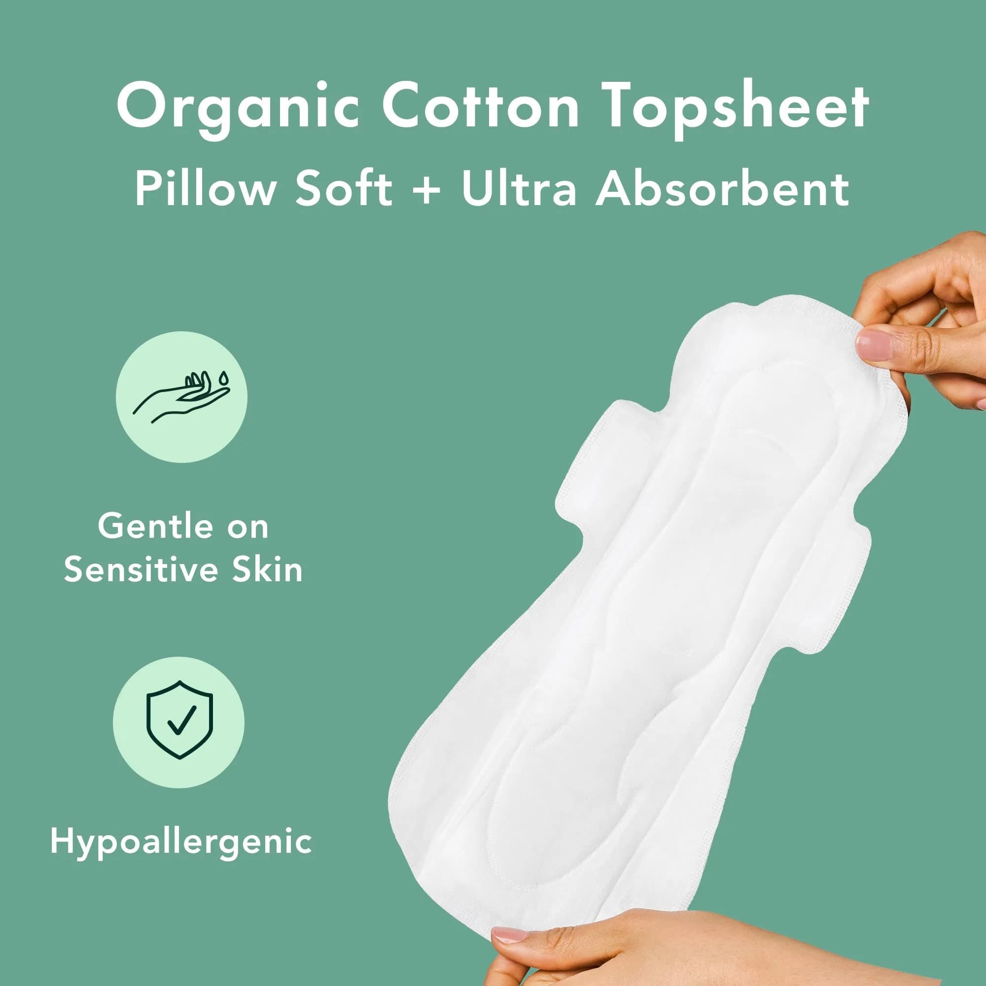 Rael Organic Cotton Cover Sanitary Pads for Women, Heavy Overnight 20 Ct | Made with 100% Organic Cotton - view 4