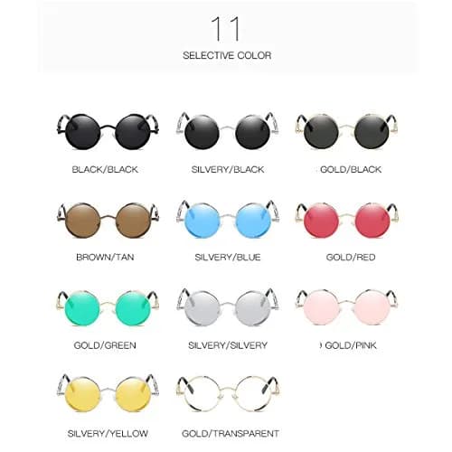 Dollger Round Mirrored Sunglasses 48mm (1.9in) | Vintage Steampunk Style with UV400 Protection thumbnail 6