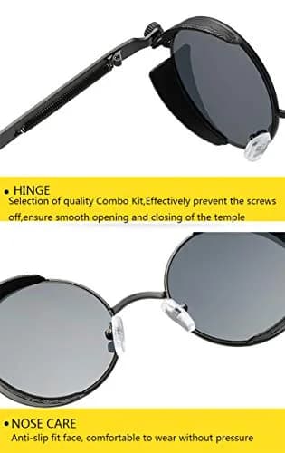 Dollger Round Mirrored Sunglasses 48mm (1.9in) | Vintage Steampunk Style with UV400 Protection thumbnail 9