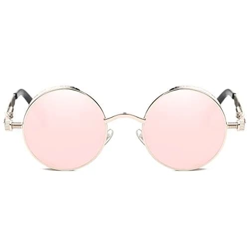 Dollger Round Mirrored Sunglasses 48mm (1.9in) | Vintage Steampunk Style with UV400 Protection thumbnail 2