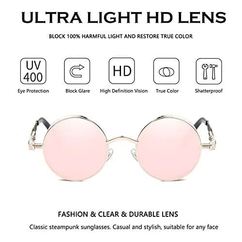 Dollger Round Mirrored Sunglasses 48mm (1.9in) | Vintage Steampunk Style with UV400 Protection thumbnail 3