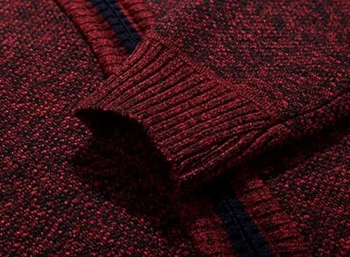 Yeokou Men's Slim Fit Zip Up Casual Knitted Cardigan Sweater with Pockets (Medium, Wine Red) | Soft Cashmere Wool Blend thumbnail 5