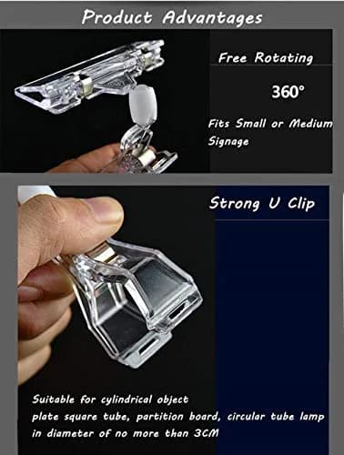 Lopalemry Plastic Merchandise Sign Clip Rotatable Pop Clip-on Holder Stand 4.13x3.15 inch | Clear Acrylic Sign Holder for Store Displays thumbnail 4