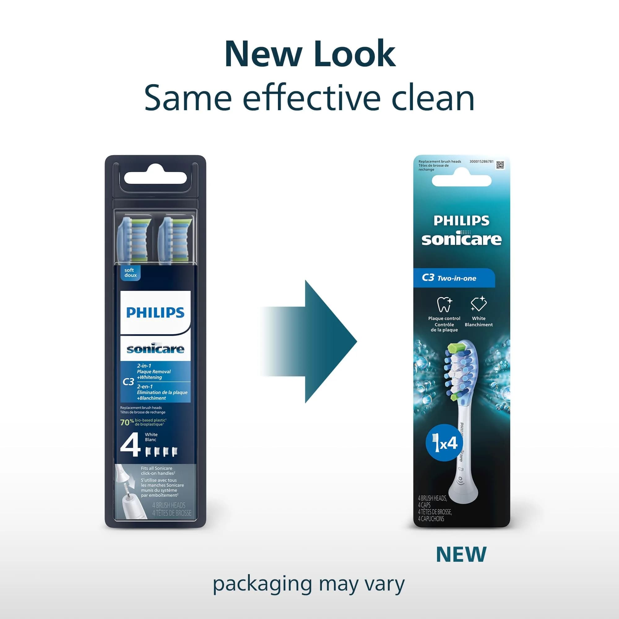 Philips Sonicare C3 Two-in-One White Replacement Electric Toothbrush Heads - 4 Count Pack - view 2