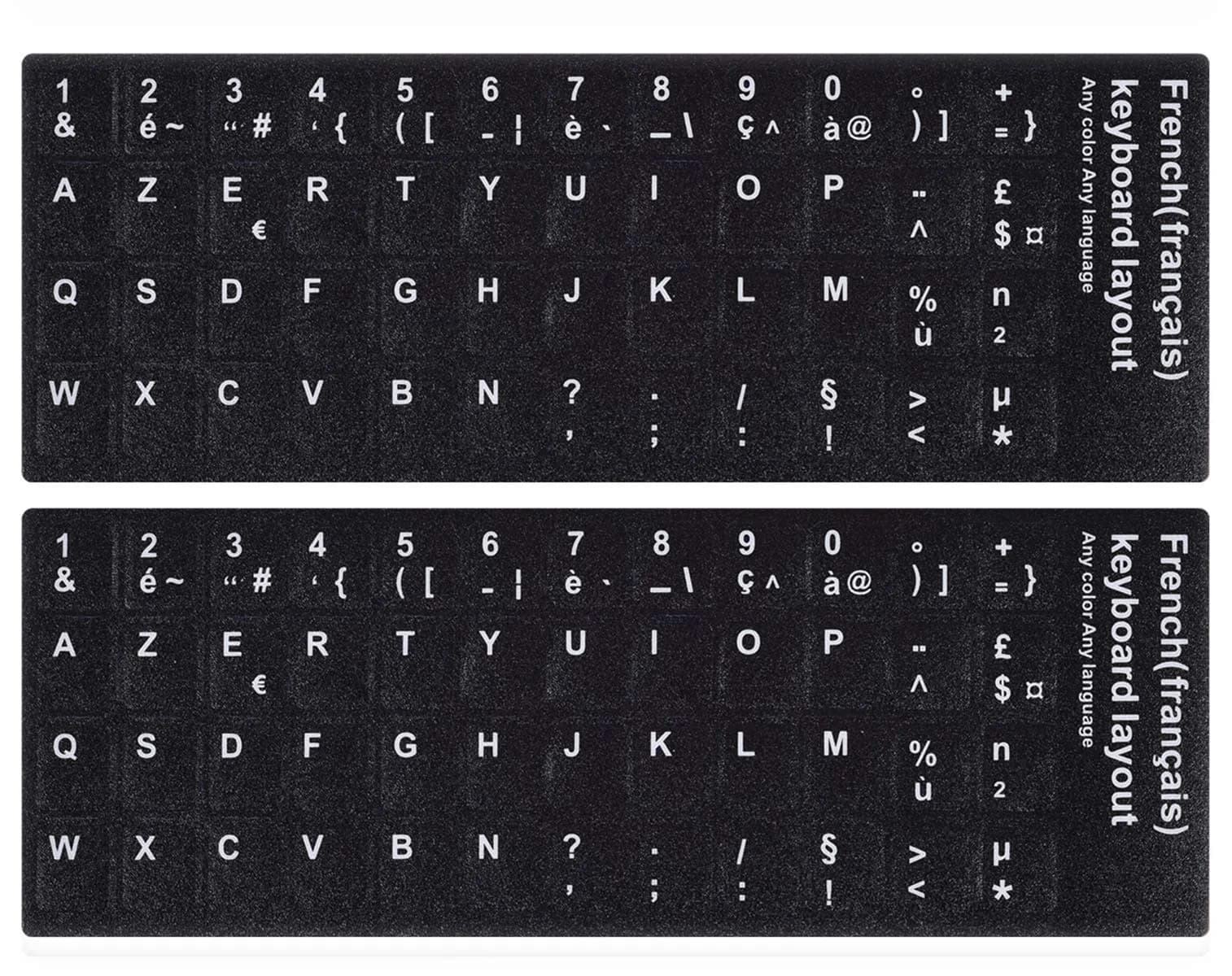 CaseBuy French Keyboard Stickers 2-Pack | Matte Vinyl with White Letters for Laptops & PCs - main product image